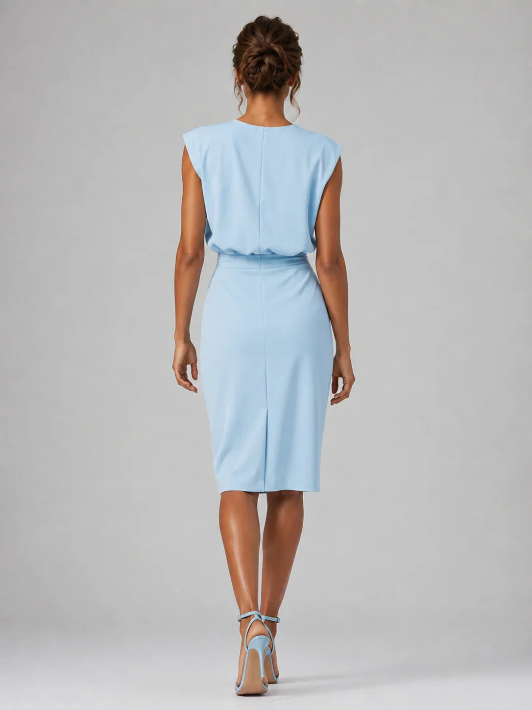 Women’s Keyhole Neck Midi Dress – Ruched Waist Elegant Fit 1