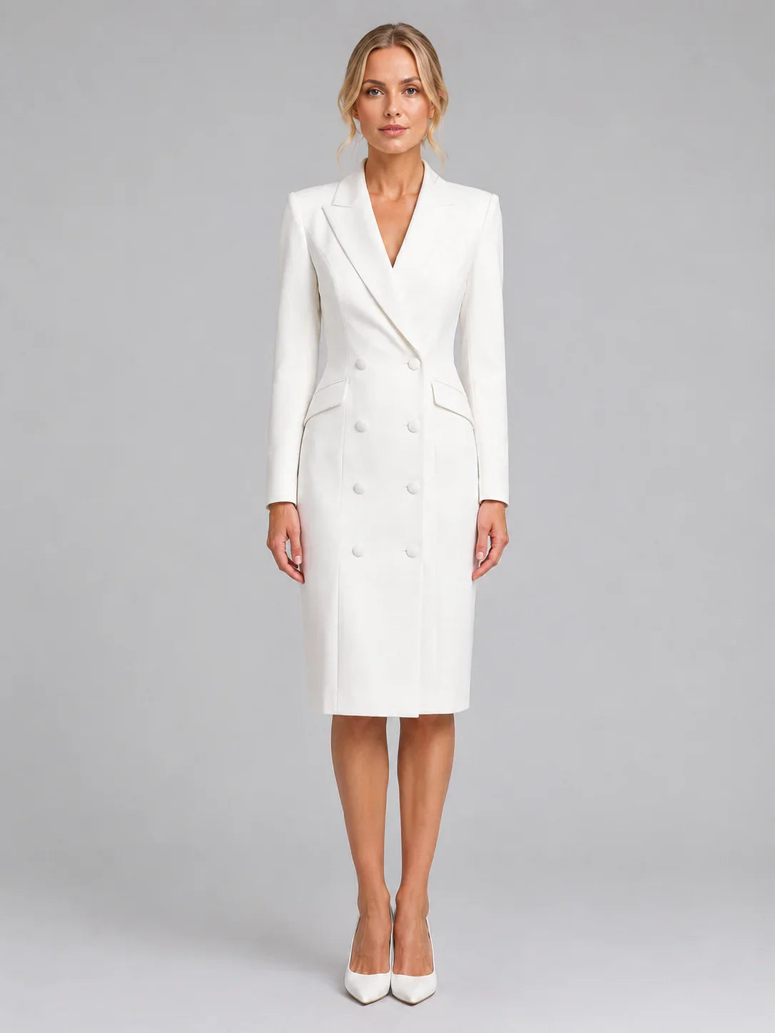 Women’s Tailored Blazer Midi Dress – Formal Occasion Style 0