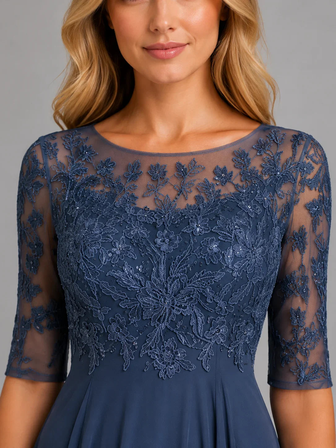 Women's Chiffon Lace Midi Dress – Flowing Silhouette 2