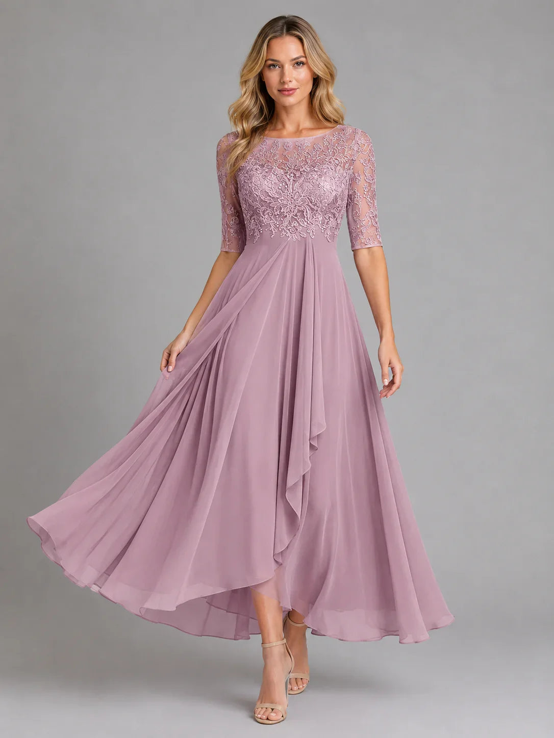 Women's Chiffon Lace Midi Dress – Flowing Silhouette 3