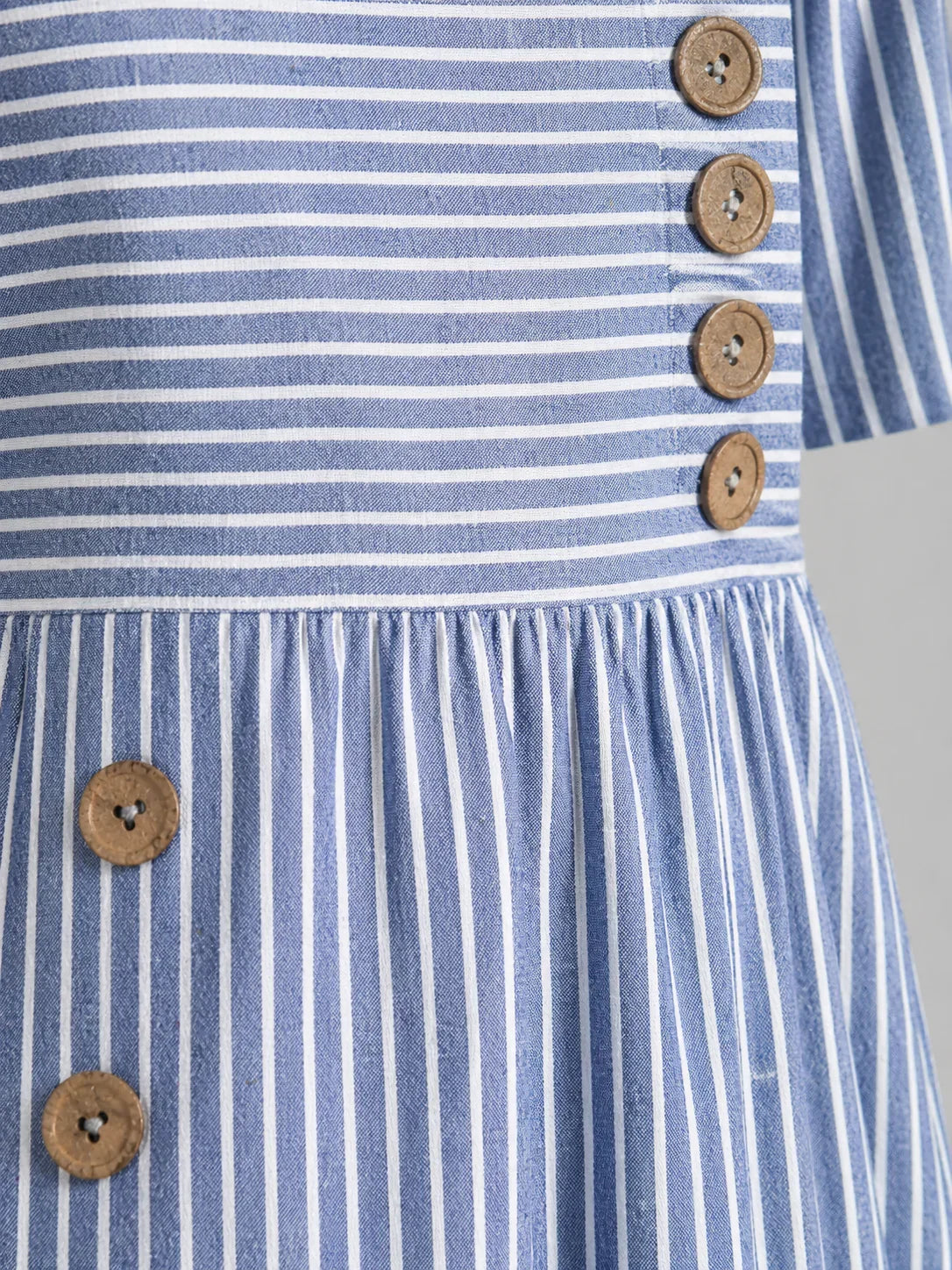 Women's Flattering Striped Midi Dress – Button Detail Fit 1