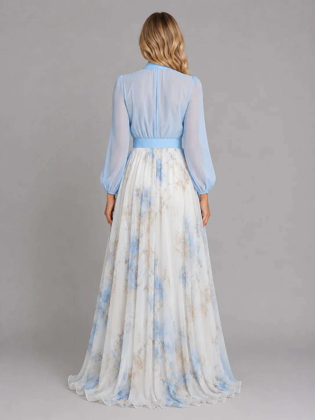 Women’s Floral Chiffon Maxi Dress – Flowing Silhouette 1