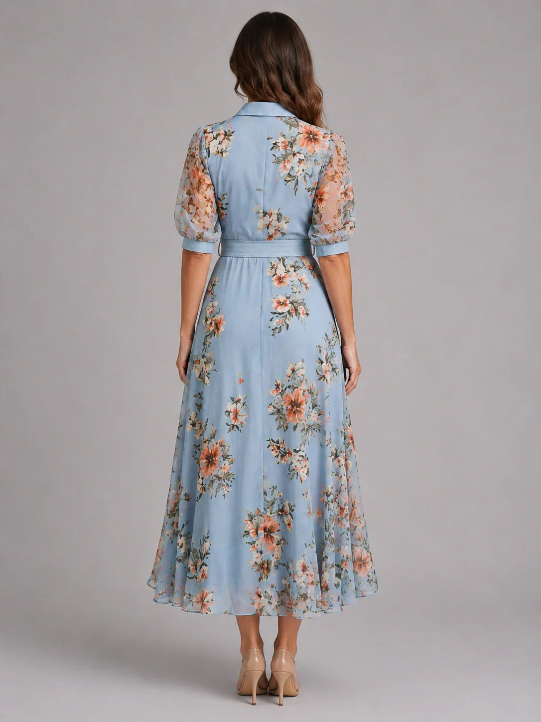 Women’s Floral Wrap Maxi Dress – Waist Tie Fit 1