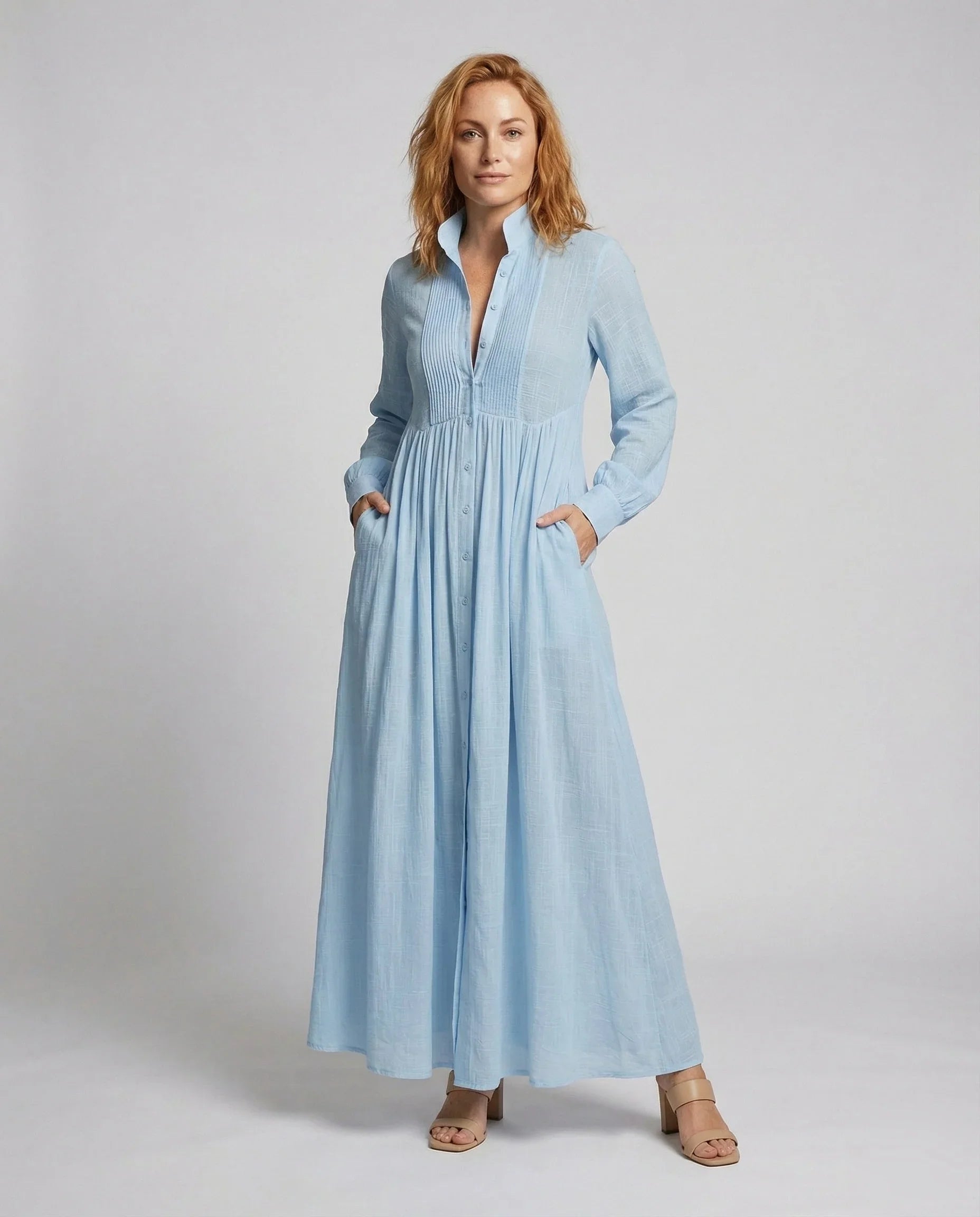 Women’s Lightweight Button Front Maxi Shirt Dress – Relaxed Flowy Silhouette 1