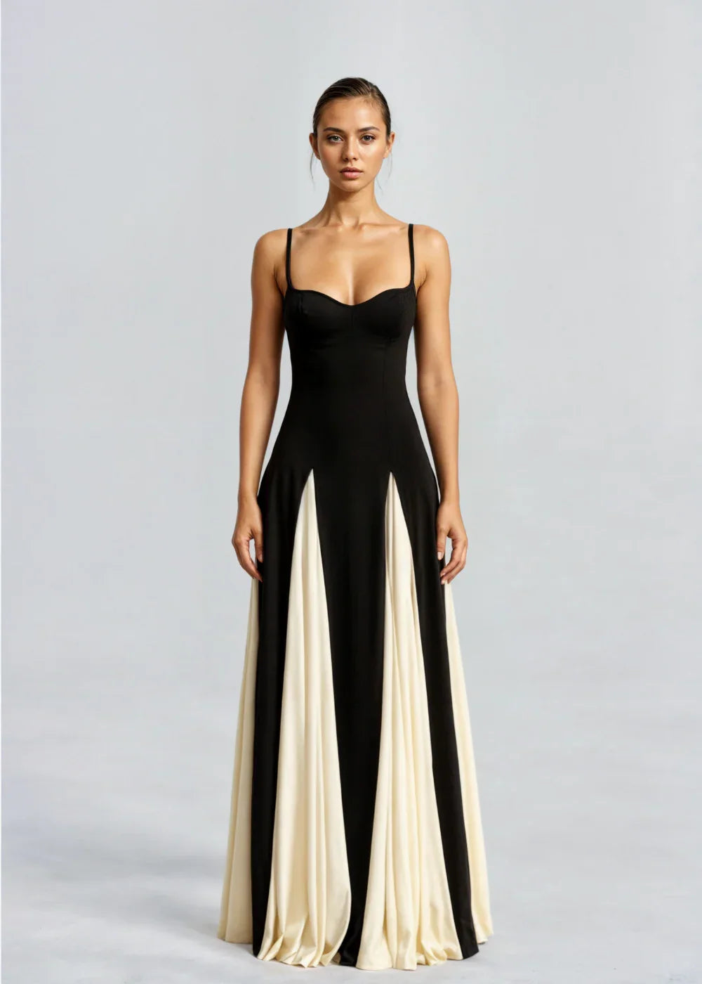 Women’s Maxi Cocktail Dress – Sculpted Top & Flowing Skirt 0
