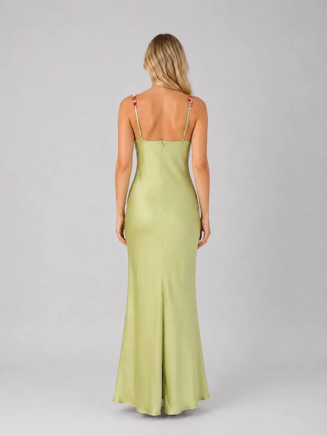 Women's Satin Feel Floral Embroidered Maxi Dress – Sculpted Fit 1