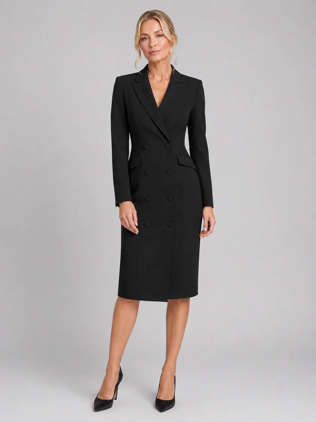 Women’s Tailored Blazer Midi Dress – Formal Occasion Style 3