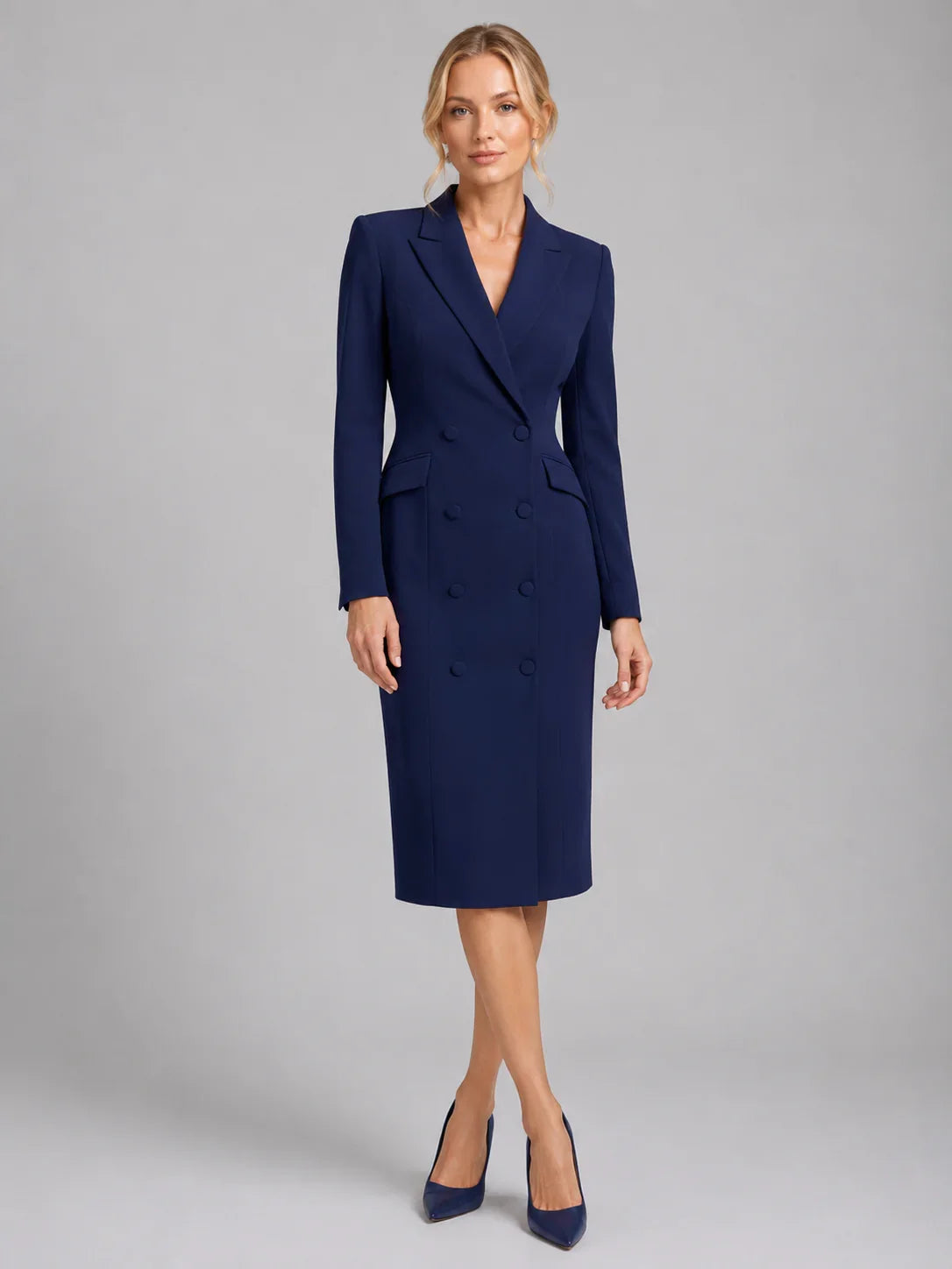 Women’s Tailored Blazer Midi Dress – Formal Occasion Style 4