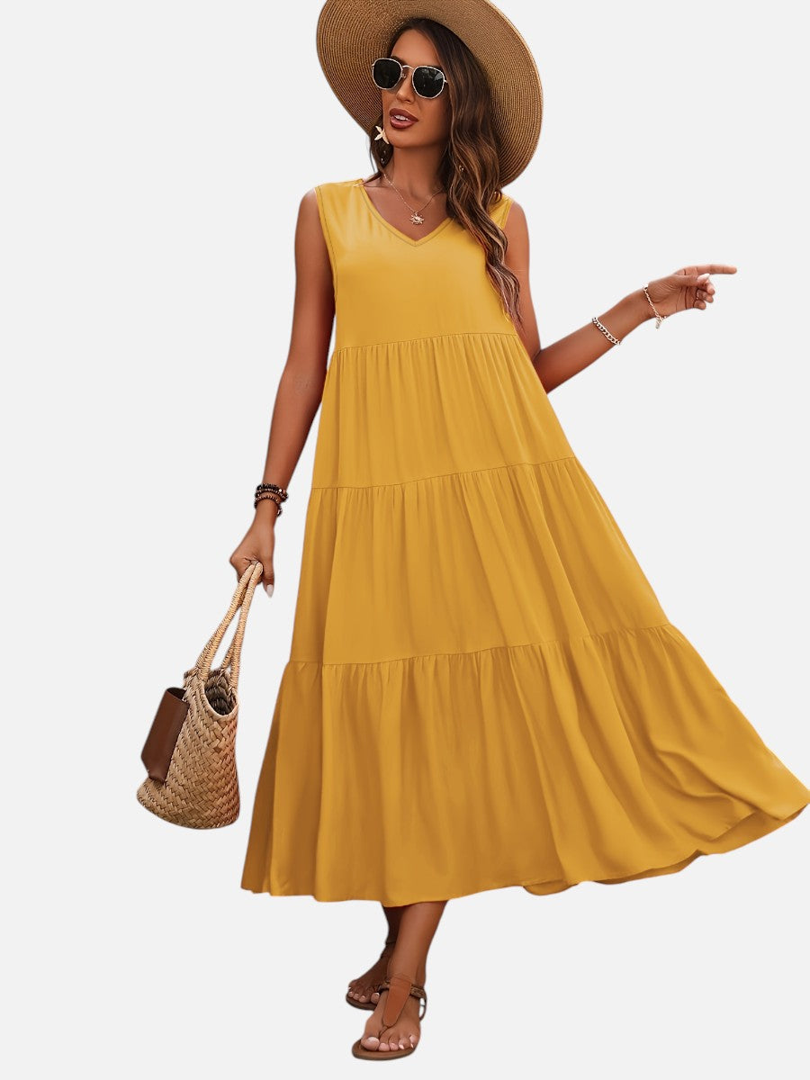 Women’s V-Neck Tiered Maxi Dress – Effortless Summer Elegance 1